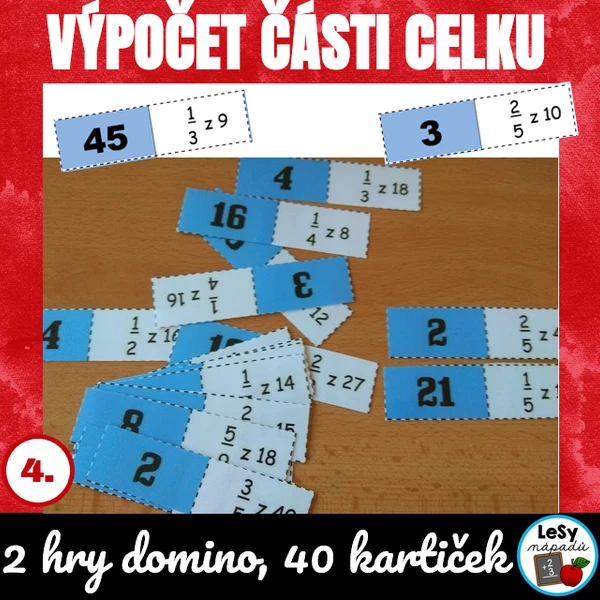 Zlomky, výpočet části celku - domino