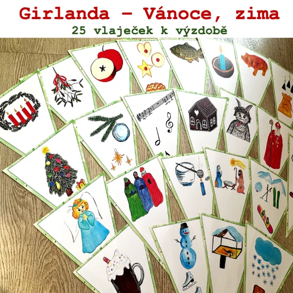 Obrázková girlanda - Vánoce, zima