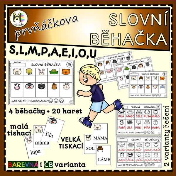PRVŇÁČKOVA SLOVNÍ BĚHAČKA- AEIOUSLMP