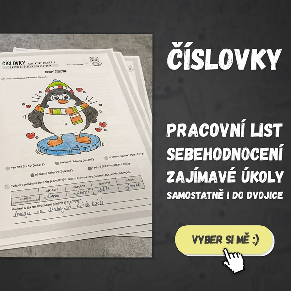 Číslovky: pracovní list (zajímavé úkoly, sebehodnocení, i do dvojice)