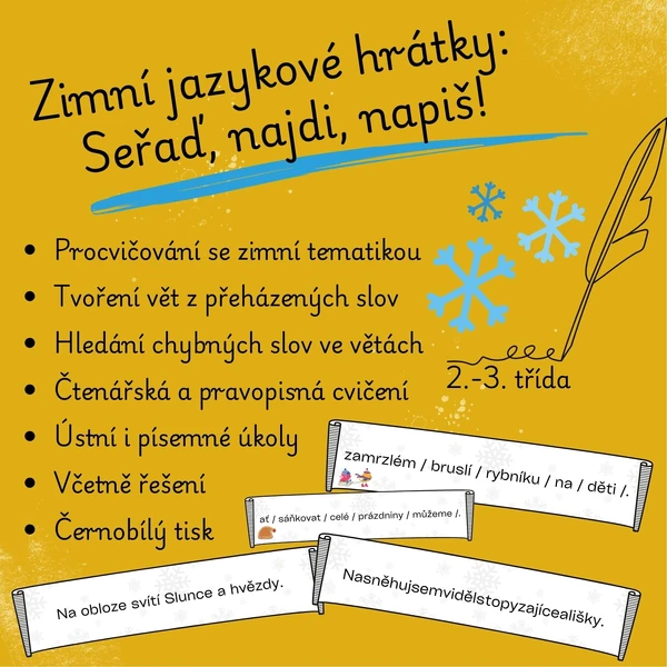 Zimní jazykové hrátky: Seřaď, najdi, napiš!