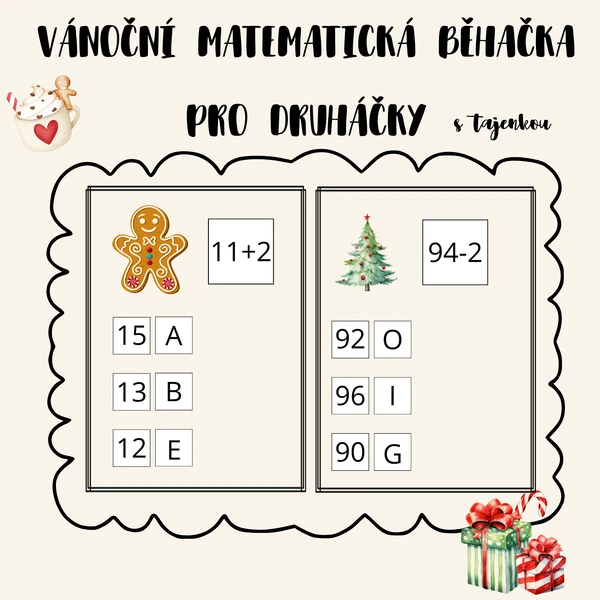 Vánoční matematická běhačka pro druháčky