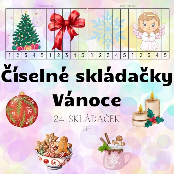 Skládačky podle čísel - Vánoce - 24 skládaček