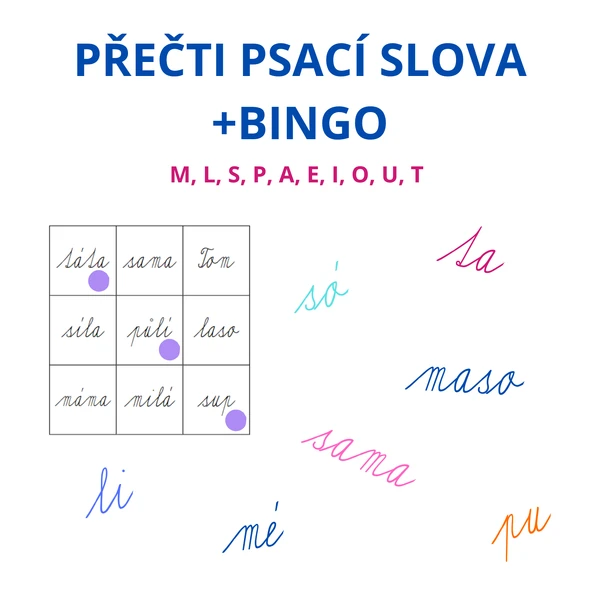 Přečti psací slova+bingo