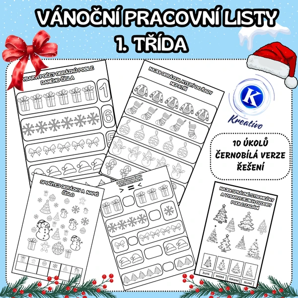 Vánoční pracovní listy - 1. třída