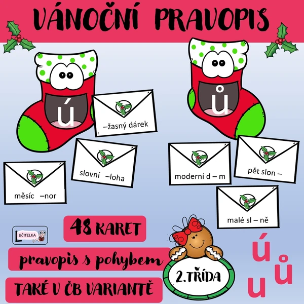 Vánoční ponožky - pravopis ú, ů, u