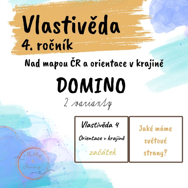 Vlastivěda 4 - DOMINO - nad mapou ČR a orientace k krajině