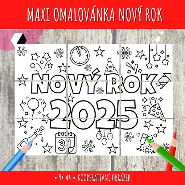 Kooperatvní maxiomalovánka - Nový rok