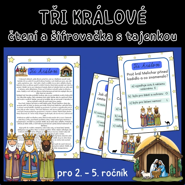 Tři králové - čtení a šifrovačka s tajenkou