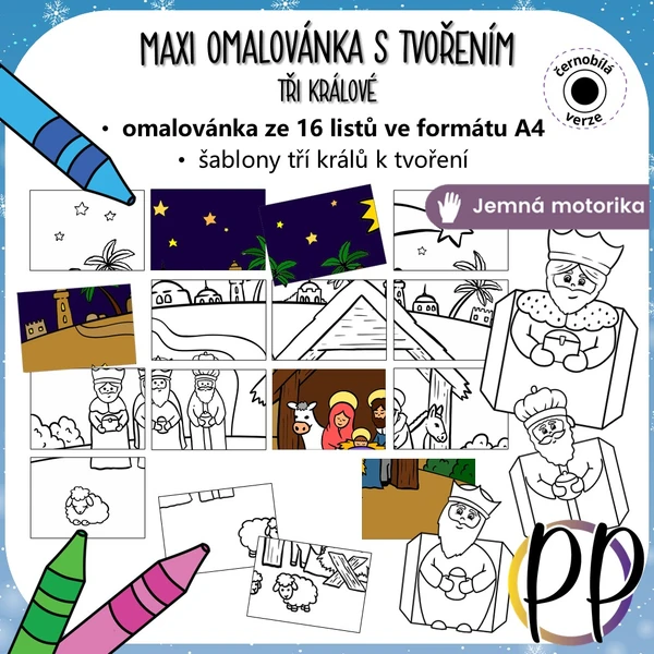 Tři králové - maxi omalovánka s tvořením