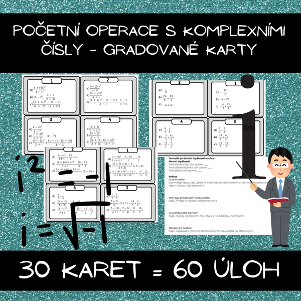Početní operace s komplexními čísly - gradované kartičky