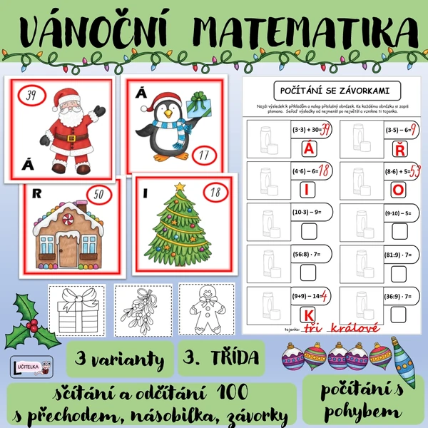 Vánoční počítání s tajenkou 3. třída