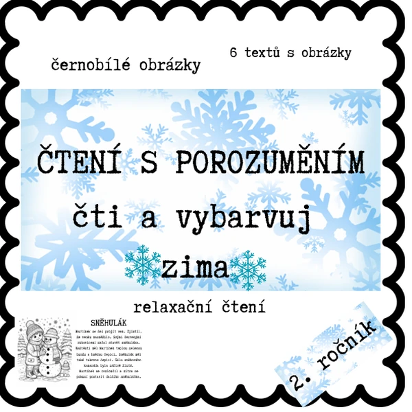Čti a vybarvuj - čtení s porozuměním - zima 