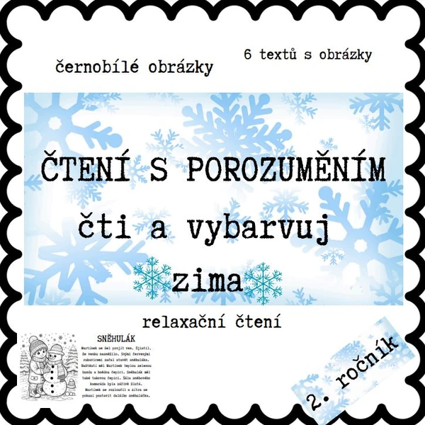 Čtení s porozuměním - vybarvování - zima 