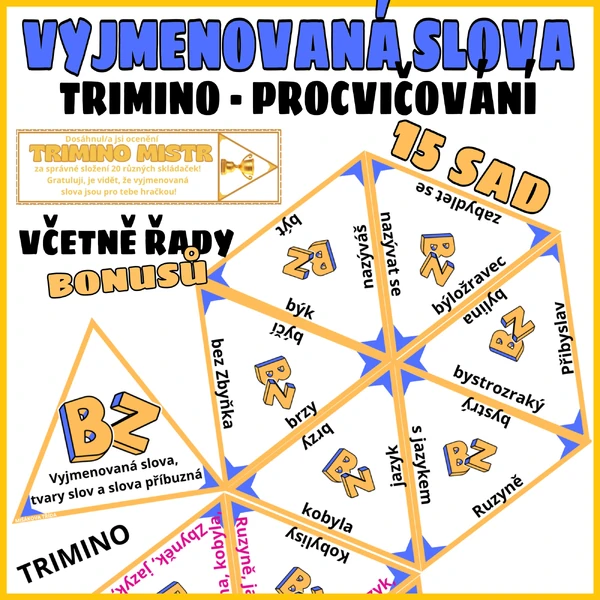 TRIMINO - vyjmenovaná slova po Z, doplněná slovy po B