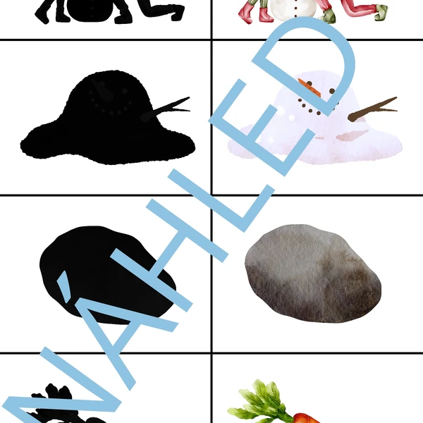 Sněhuláci - pexeso, stíny 