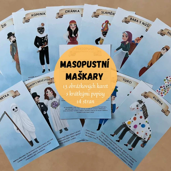 MASOPUSTNÍ MAŠKARY - OBRÁZKOVÉ KARTY