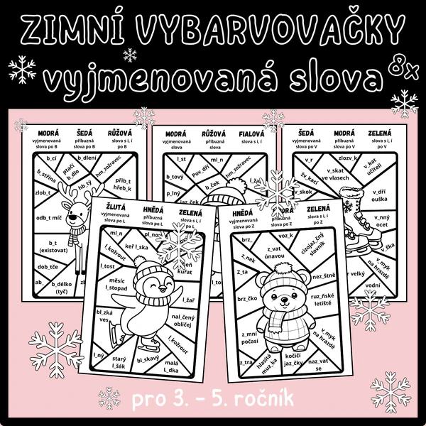Zimní vybarvovačky - vyjmenovaná slova