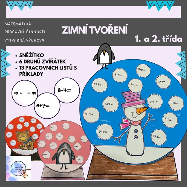 Zimní tvoření - MATEMATICKÉ SNĚŽÍTKO 1. a 2. třída