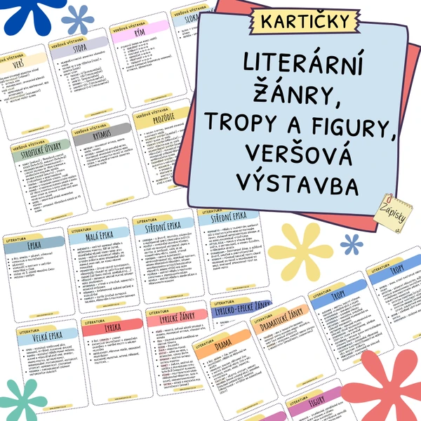 Literární žánry, tropy a figury, veršová výstavba - kartičky