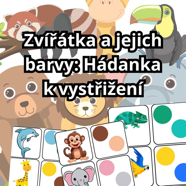 Zvířátka a jejich barvy: Hádanka k vystřižení