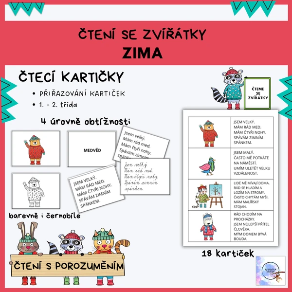 Čtení s porozuměním - ZVÍŘÁTKA zima 1. - 2. třída