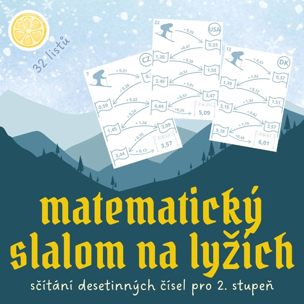 Matematický slalom na lyžích - sčítání desetinných čísel