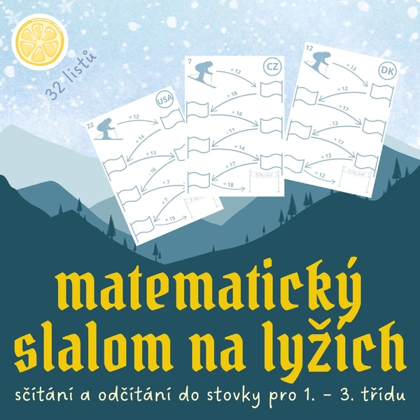 Matematický slalom na lyžích - sčítání a odčítání do stovky
