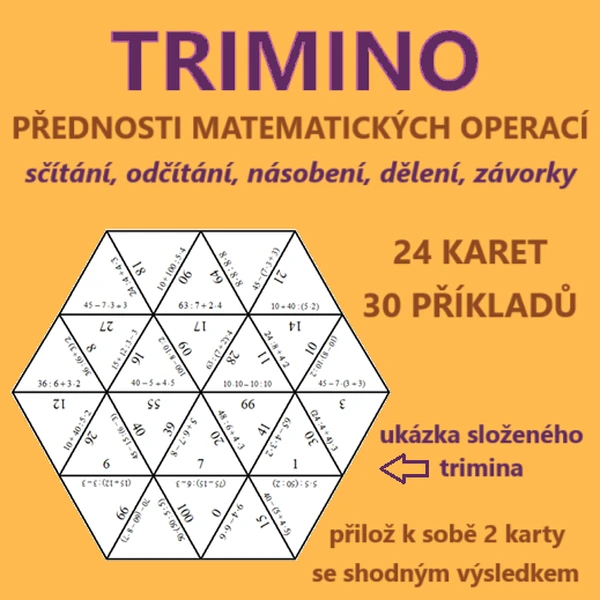 PŘEDNOSTI MATEMATICKÝCH OPERACÍ – sčítání, odčítání, násobení, dělení, závorky