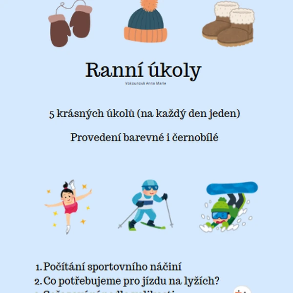 Ranní úkoly - zimní tematika