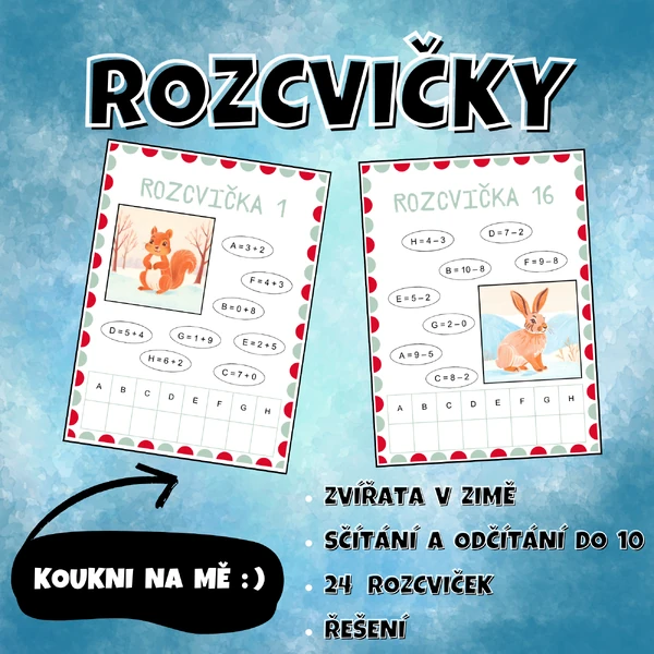 ROZCVIČKY - zimní sčítání a odčítání do 10