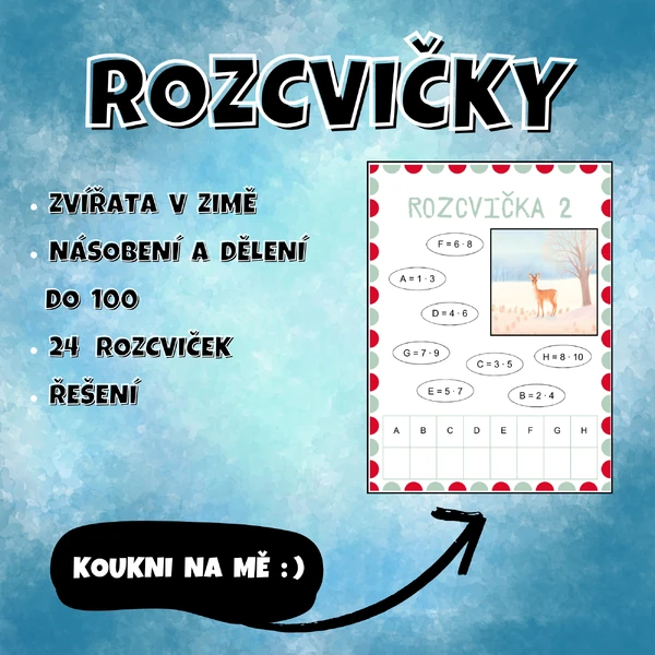 ROZCVIČKY - zimní násobení a dělení do 100