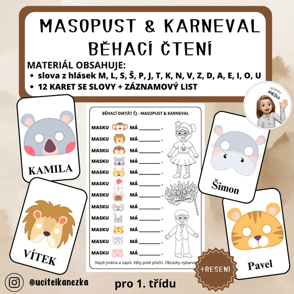 BĚHACÍ ČTENÍ - MASOPUST & KARNEVAL (1. třída)