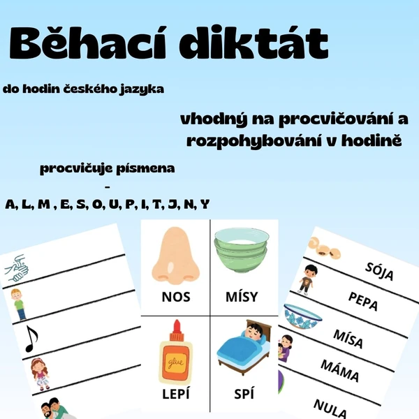 Běhací diktát ČJ - písmena A-N
