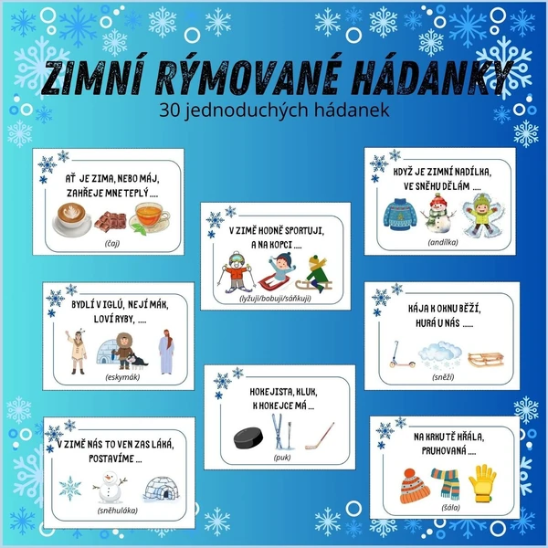 ZIMNÍ RÝMOVANÉ HÁDANKY pro MŠ