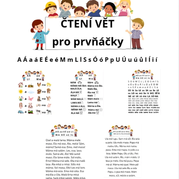 Čtení prvních vět pro prvňáčky (hra s kartičky)