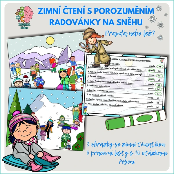 Zimní čtení s porozuměním - radovánky na sněhu