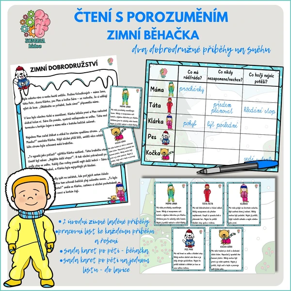 Čtení s porozuměním a běhačka - dobrodružství na sněhu