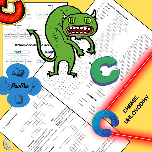 CHEMIE: Uhlovodíky zábavně - křížovky, přesmyčky, osmisměrka - motivační učení