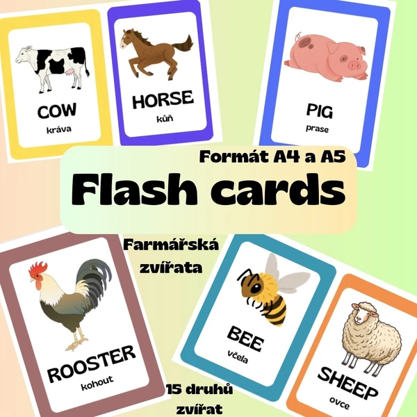 Flash cards - farmářská zvířata