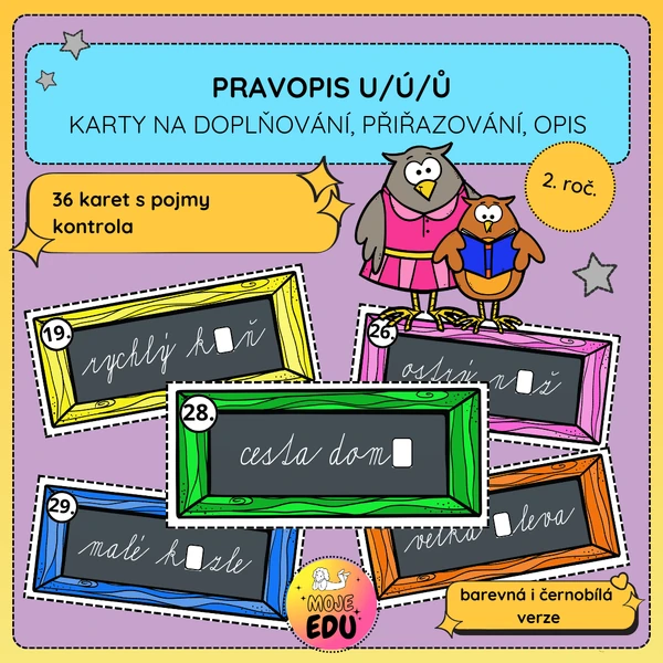 Pravopis u/ú/ů - doplňování, přiřazování, opis