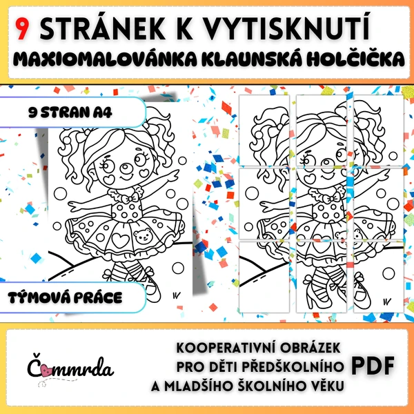 MAXI omalovánka - klaunská holčička