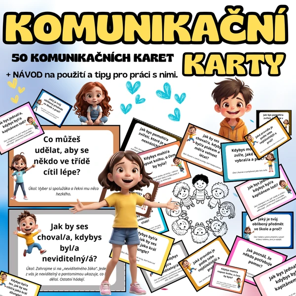 KOMUNIKAČNÍ KARTY - 50 karet - (emoce, klima ve třídě, přátelství......)