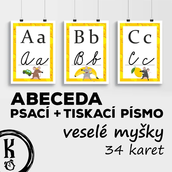 Abeceda psací + tiskací písmo veselé myšky