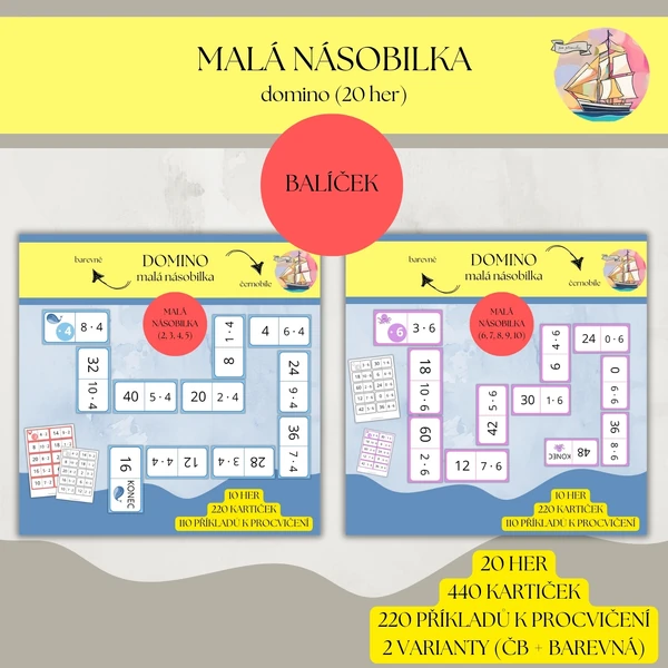 Malá násobilka domino (20 her) - výhodný balíček