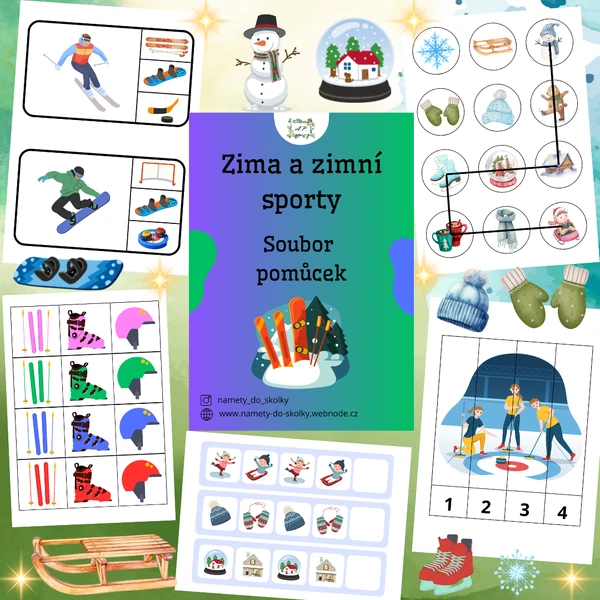 Zima a zimní sporty - Soubor pomůcek 