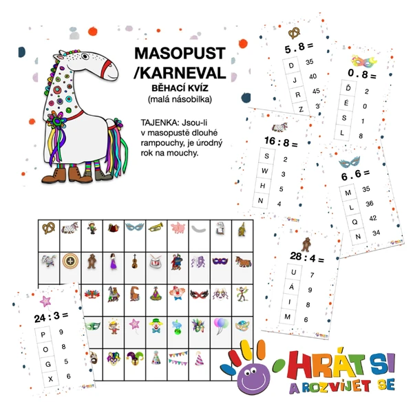 Masopust běhací kvíz malá násobilka