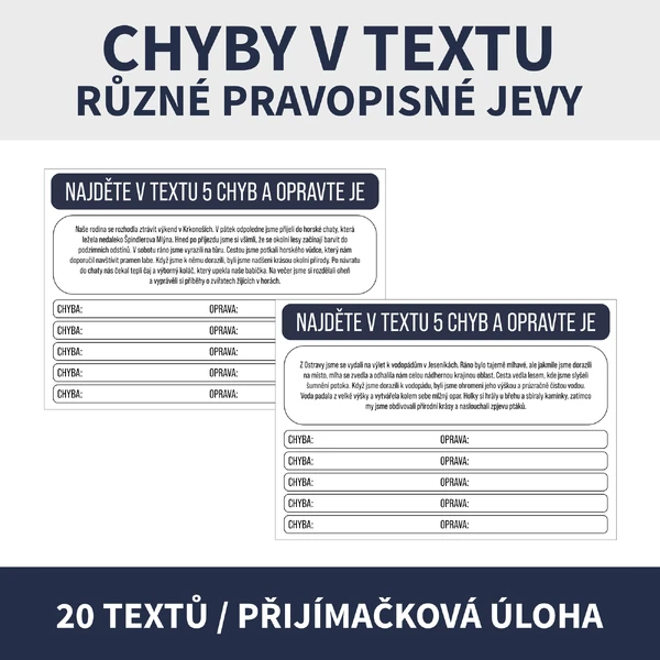HLEDÁNÍ CHYB V TEXTU (přijímačková úloha, pravopis)