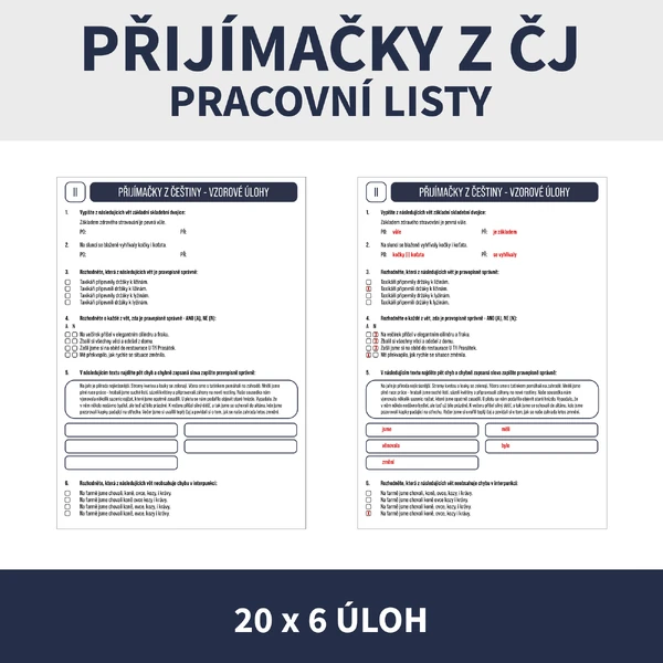 PŘIJÍMAČKY Z ČEŠTINY (pracovní listy, přijímací zkoušky)