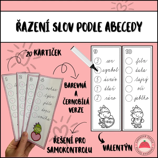 Řazení slov podle abecedy - Valentýn